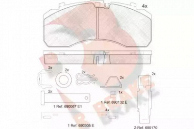 R BRAKE rb2091073 -  Комплект тормозных колодок, дисковый тормоз